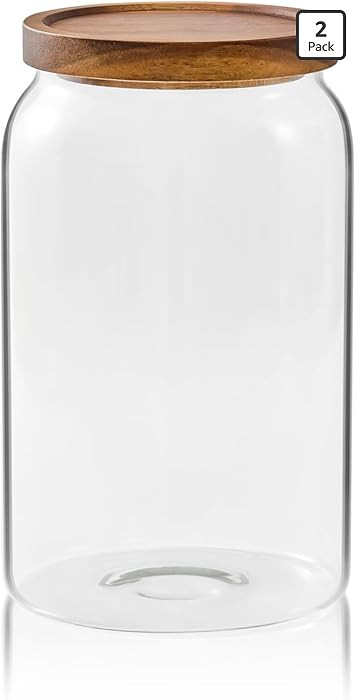 Sweejar Large Glass Candy Jars with Wooden Lids, 1 Gallon Glass Jar with Lid, Sugar/Flour Storage... | Amazon (US)