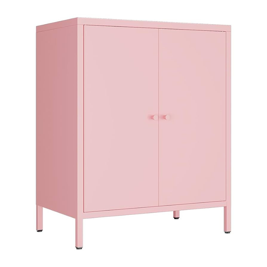 2 Doors Locker Metal Storage Cabinet, Accent Storage Cabinet with Shelves, Freestanding Metal Sid... | Amazon (US)