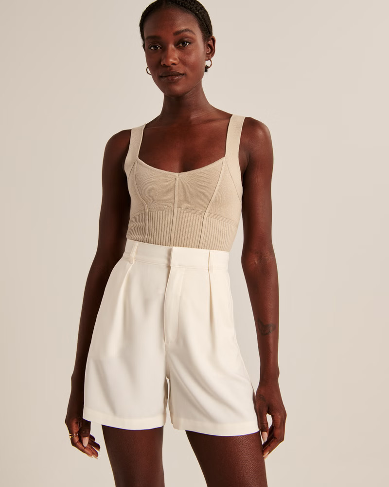 Elevated Mixed Rib Knit V-Neck Bodysuit | Abercrombie & Fitch (US)