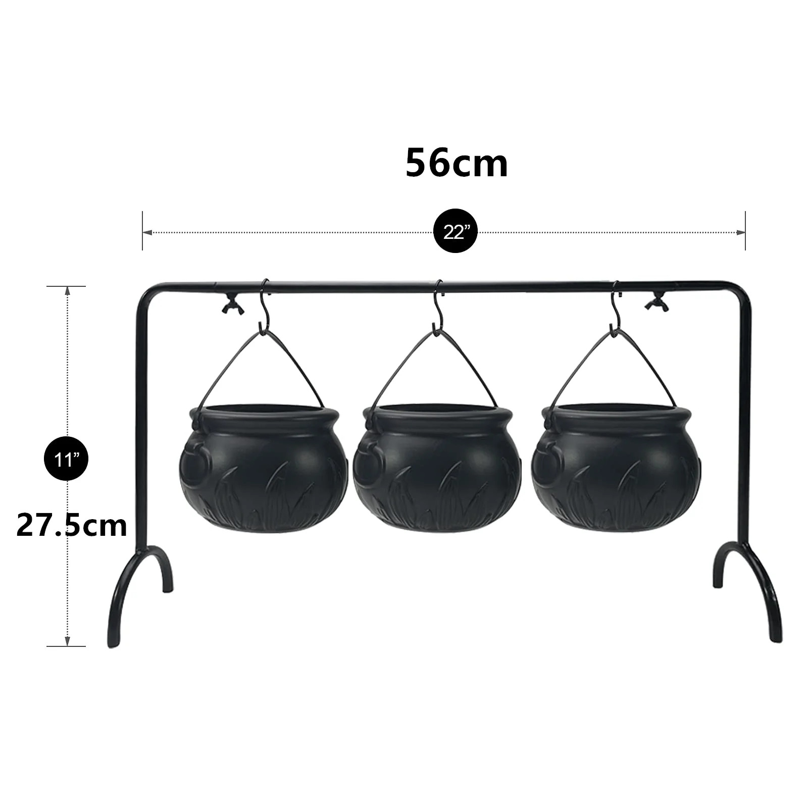 Halloween Decoration Witches Cauldron Serving Bowls on Rack Set of 3 Black Plastic Candy Bucket f... | Walmart (US)