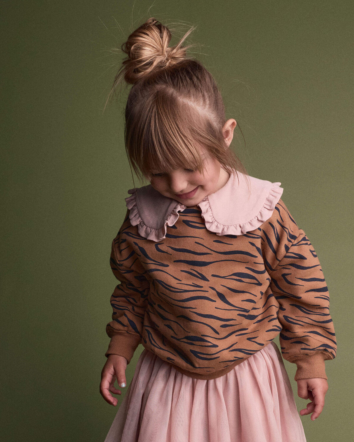 Toddler Girl Balloon-Sleeve Pullover Sweatshirt in Tiger Print - Brown | Carter's Inc
