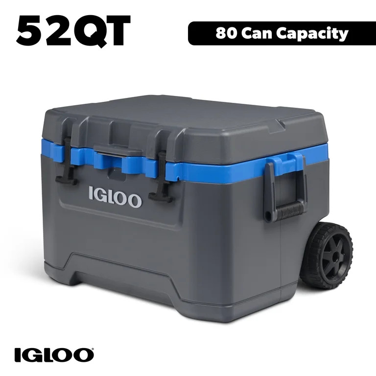 Igloo 52 QT Overland Ice Chest Cooler with Wheels, Gray and Blue | Walmart (US)