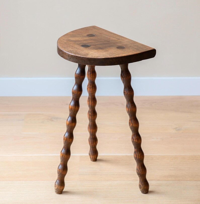 Antique Bobbin Plant Stand, Wooden Milking Stool With Turned Legs, Hand Carved Oak Plant Table, H... | Etsy (US)