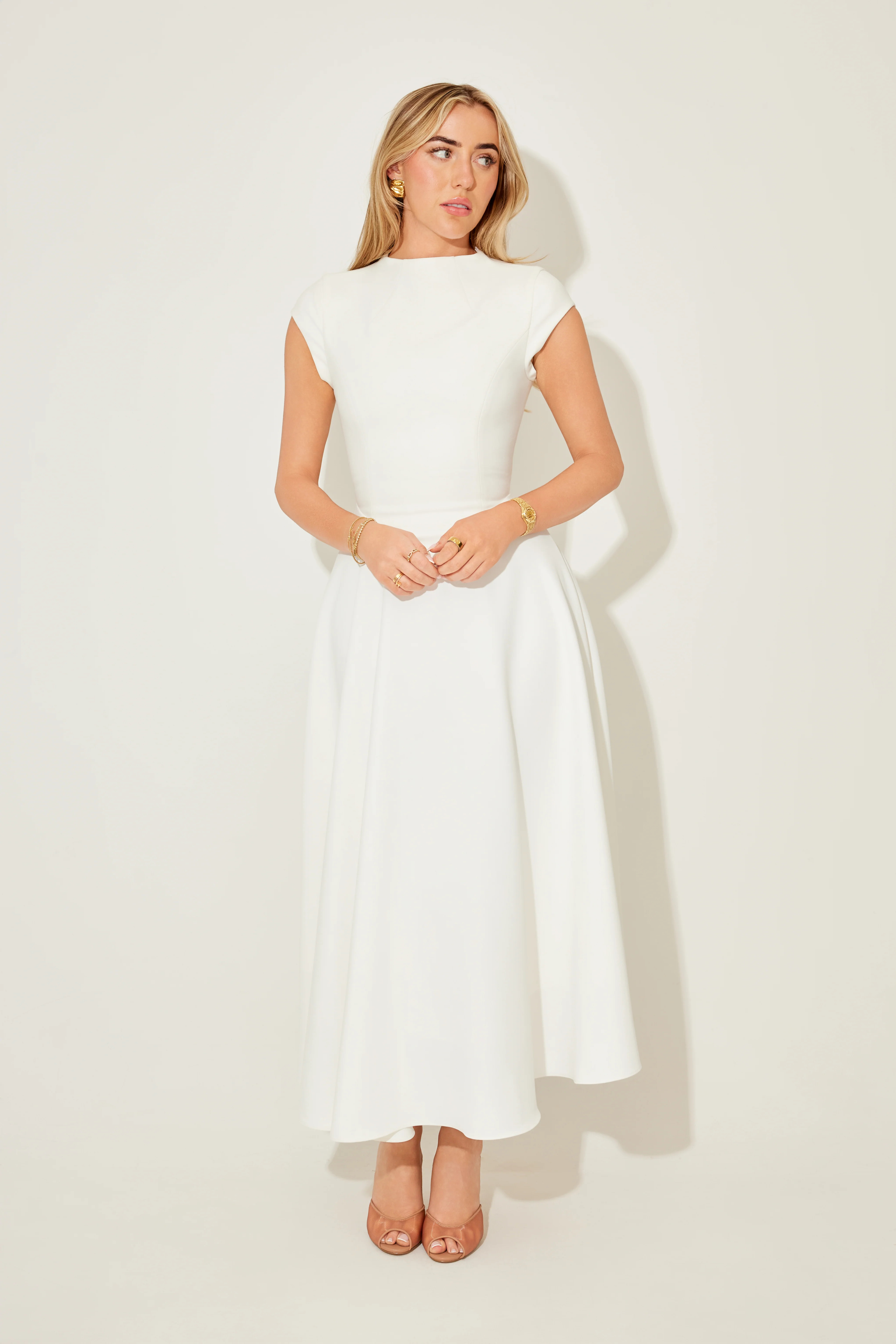 The Ultimate Muse High Waist Cap Sleeve Midi Dress | Odd Muse