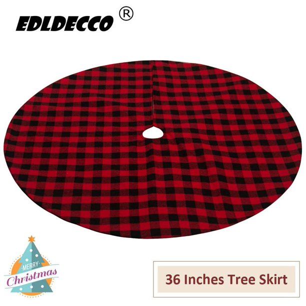 36 Inches Christmas Tree Skirt Red and Black Plaid Xmas Decor Ornaments Holiday Tree Decoration S... | Walmart (US)