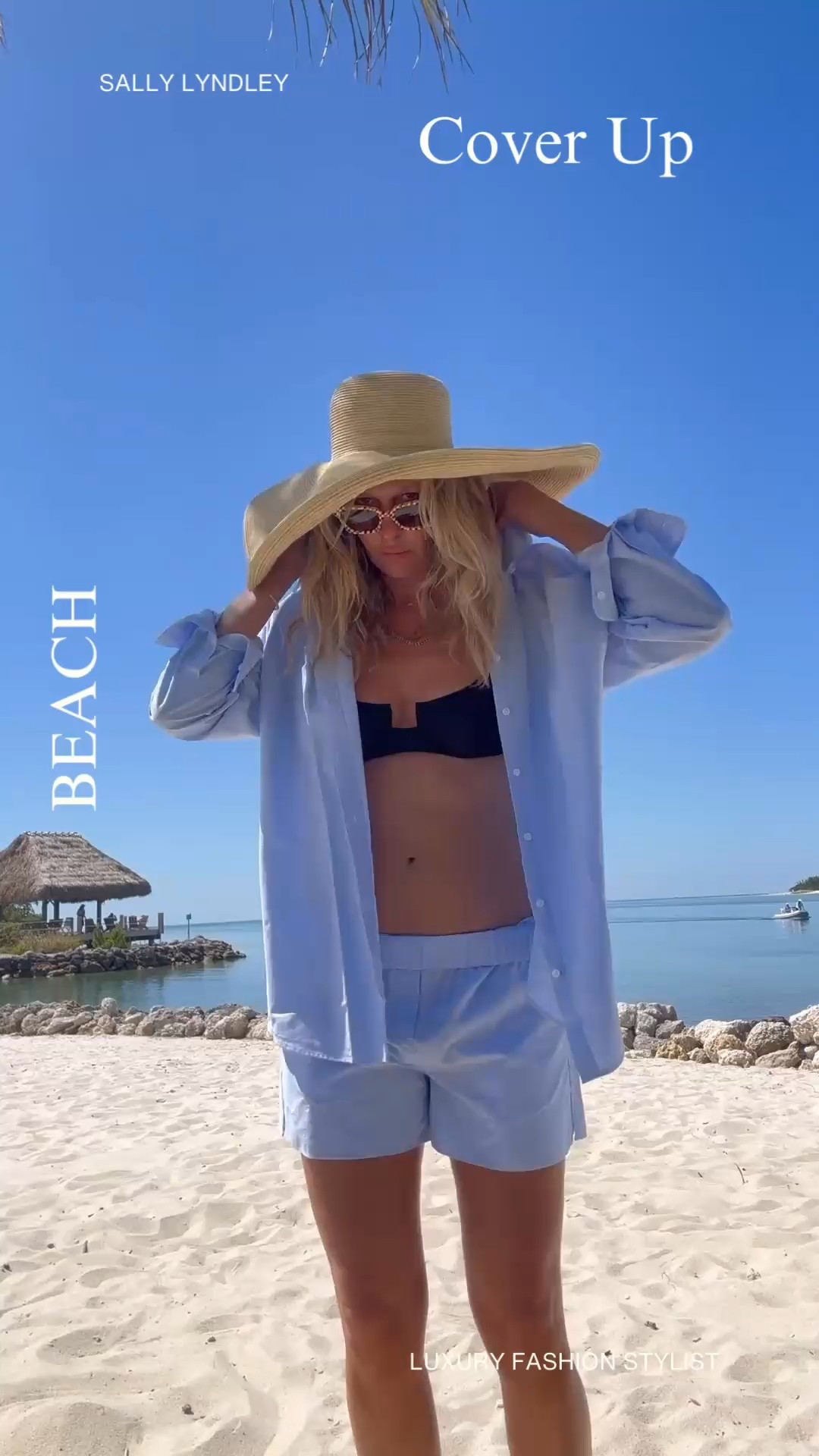 A new kind of beach cover-up.

I’m wearing an oversized Oxford shirt and matching boxer shorts in crisp baby blue from With Nothing Underneath—a masculine take on poolside dressing that feels effortless, tailored, and quietly cool. And yes, the boxers have pockets.

Styled with a classic 90s-cut black bikini top from Solid & Striped, sunglasses by Sardine, and oversized gold hoops from Éliou, the look leans into contrast: sharp and undone, polished and playful.

Topped with a wide-brim straw hat from San Diego Hat Company—collapsible, packable, and perfectly dramatic. A beaded necklace pulls it all together with just the right amount of softness.

This is how I do sun protection with style. A balance of masculine structure and feminine ease.

Would you wear a men’s shirt as a beach cover-up?

#WithNothingUnderneath #SolidandStriped #SardineEyewear #EliouJewelry #SanDiegoHatCompany #ResortStyle #MasculineFeminine #PoolsideDressing #LuxuryStyling

#LTKMidsize #LTKSwim #LTKOver40