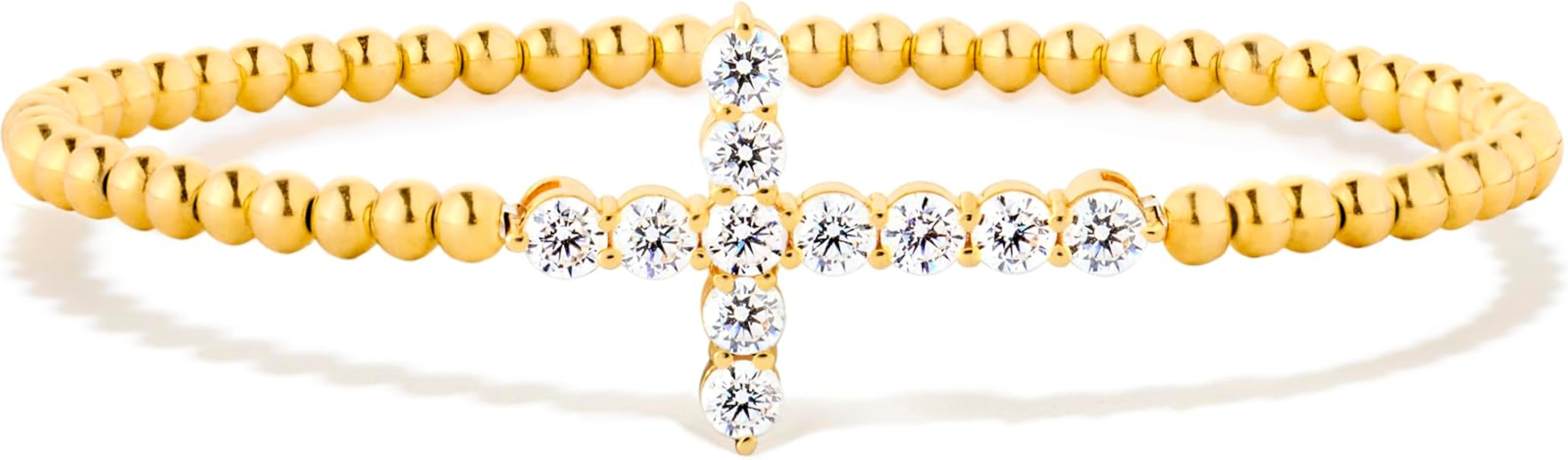 STORYJEWELLERY Gold Plated Cross Bracelet for Women, Christian Bracelets for Women, 18K Gold Plat... | Amazon (US)