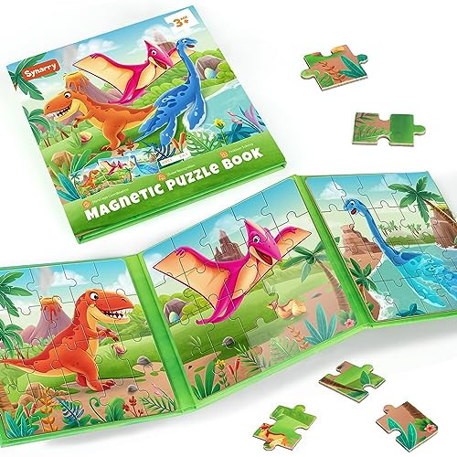 SYNARRY Dinosaur Puzzles for Kids 3-5, 20 Pieces Magnetic Puzzles for Kids Ages 3-5, Kids Travel Activity Toys Games for Kids Ages 3-5 in Car Airplane Road Trip, Travel Puzzles for 3 4 5 Year Olds | Amazon (US)