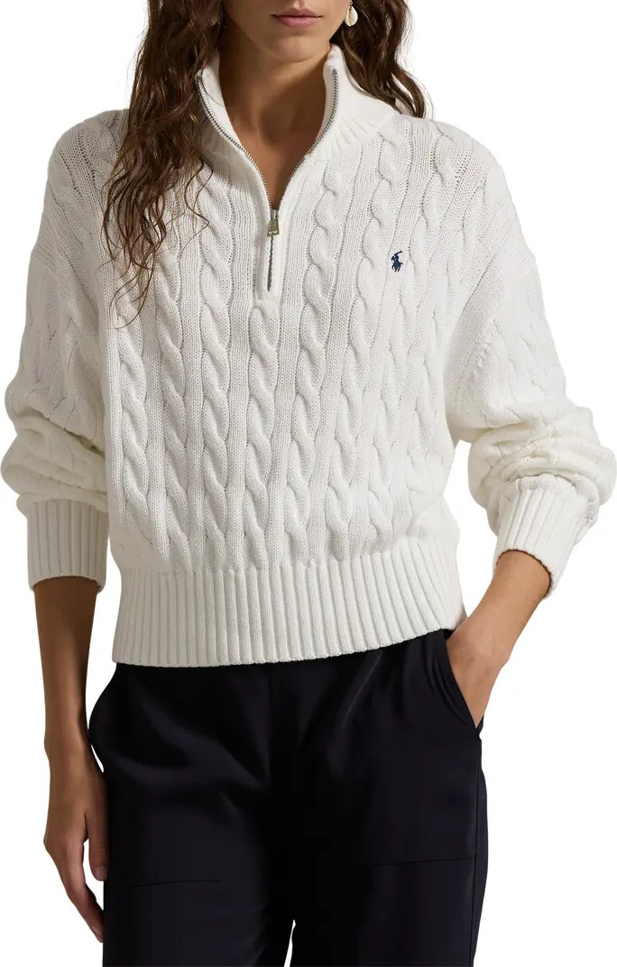 Cable Knit Cotton Polo Sweater | Nordstrom