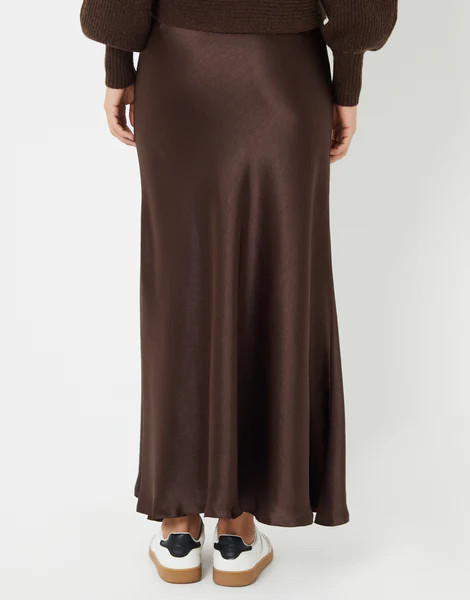 Women's Chocolate Brown Maxi Satin Slip Skirt | Threadbare