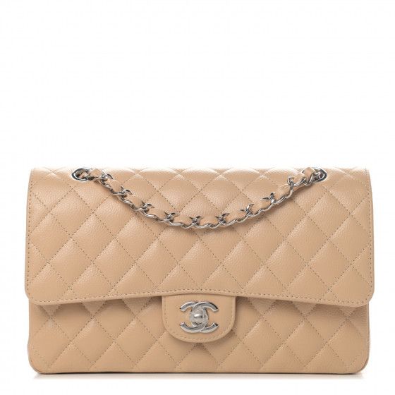 CHANEL Caviar Quilted Medium Double Flap Beige Clair | Fashionphile