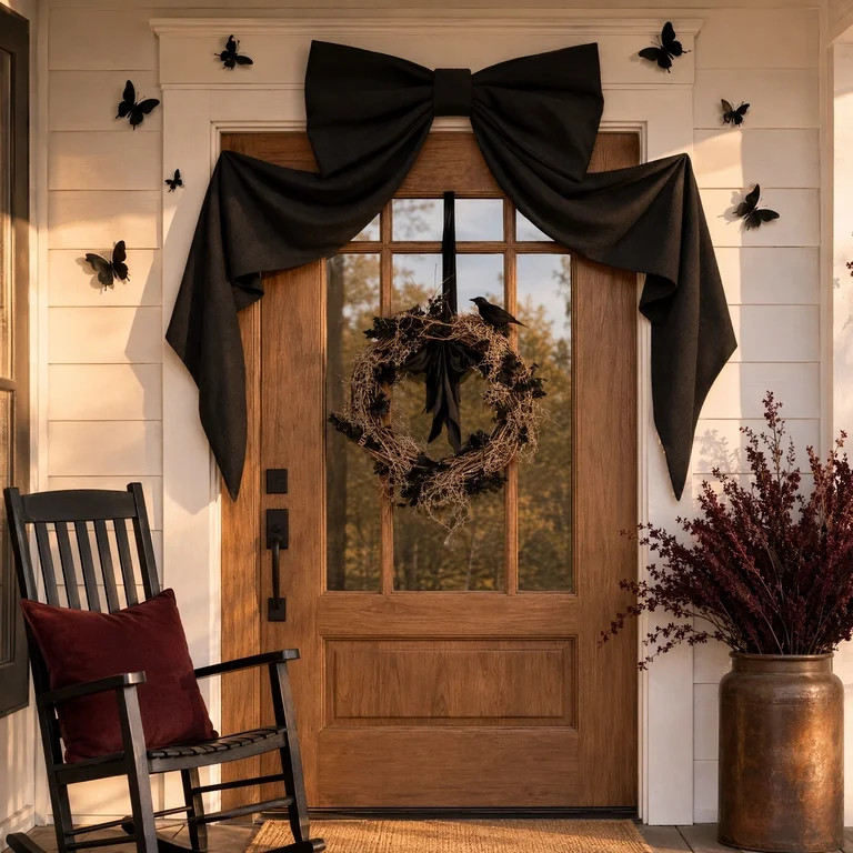 Halloween Decor Giant Black Bow Halloween Decor,48 Inch Halloween Wall Decoration for Wall Mantle... | Walmart (US)