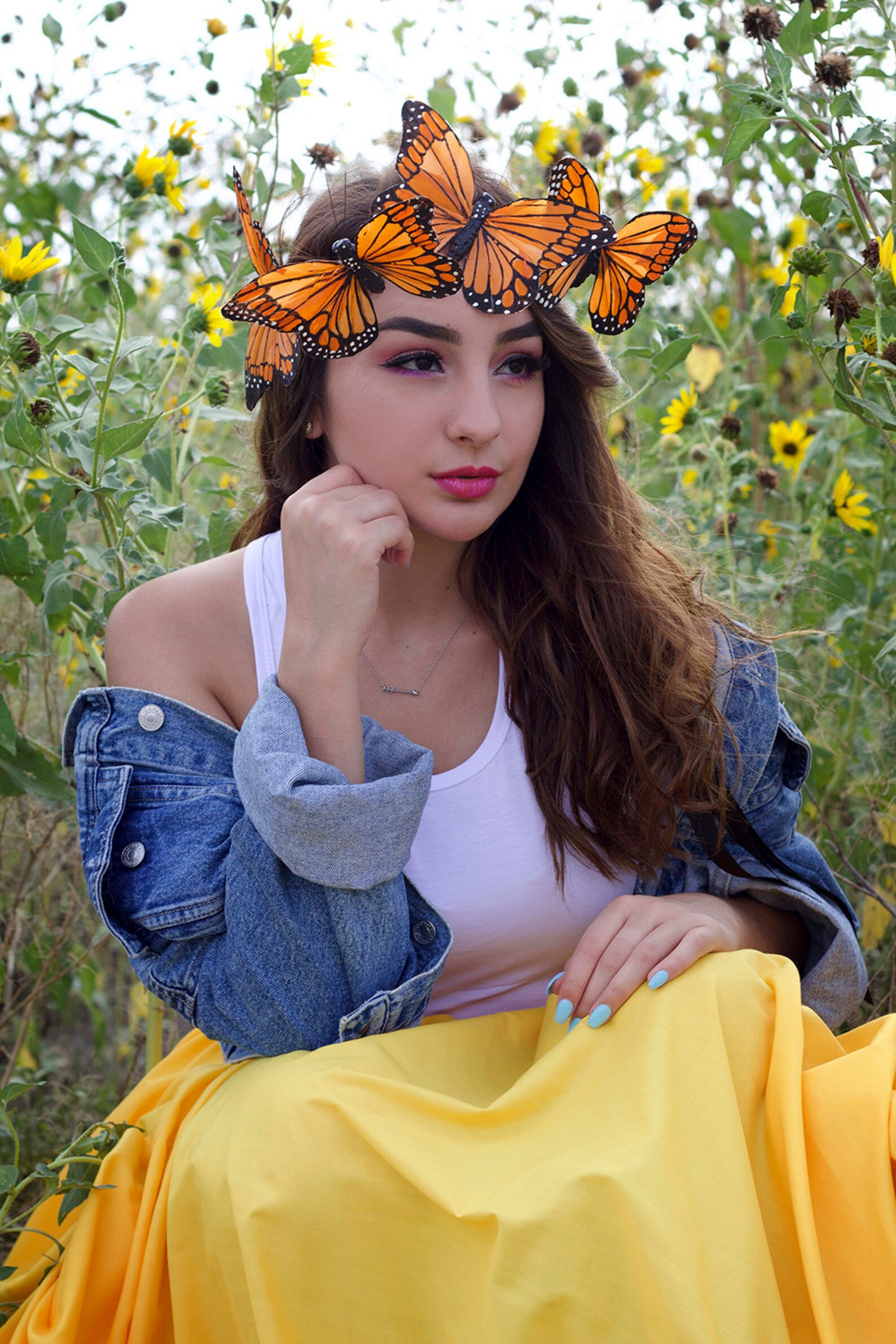 Read the full title
    Monarch Butterfly Flower Crown Headband (Boho Wedding Bridal Butterflies ... | Etsy (US)