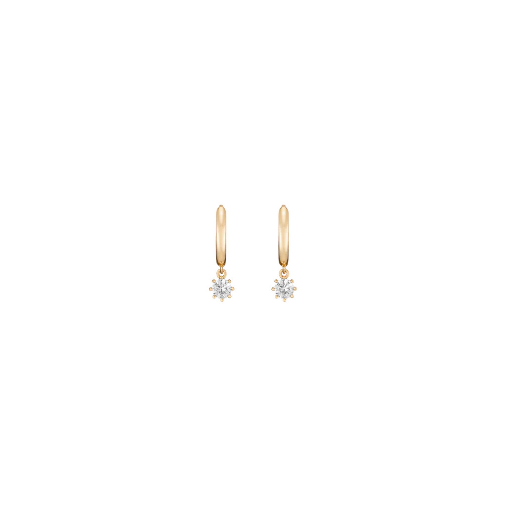 Lab Grown White Sapphire Drop Huggie Earrings | AUrate New York