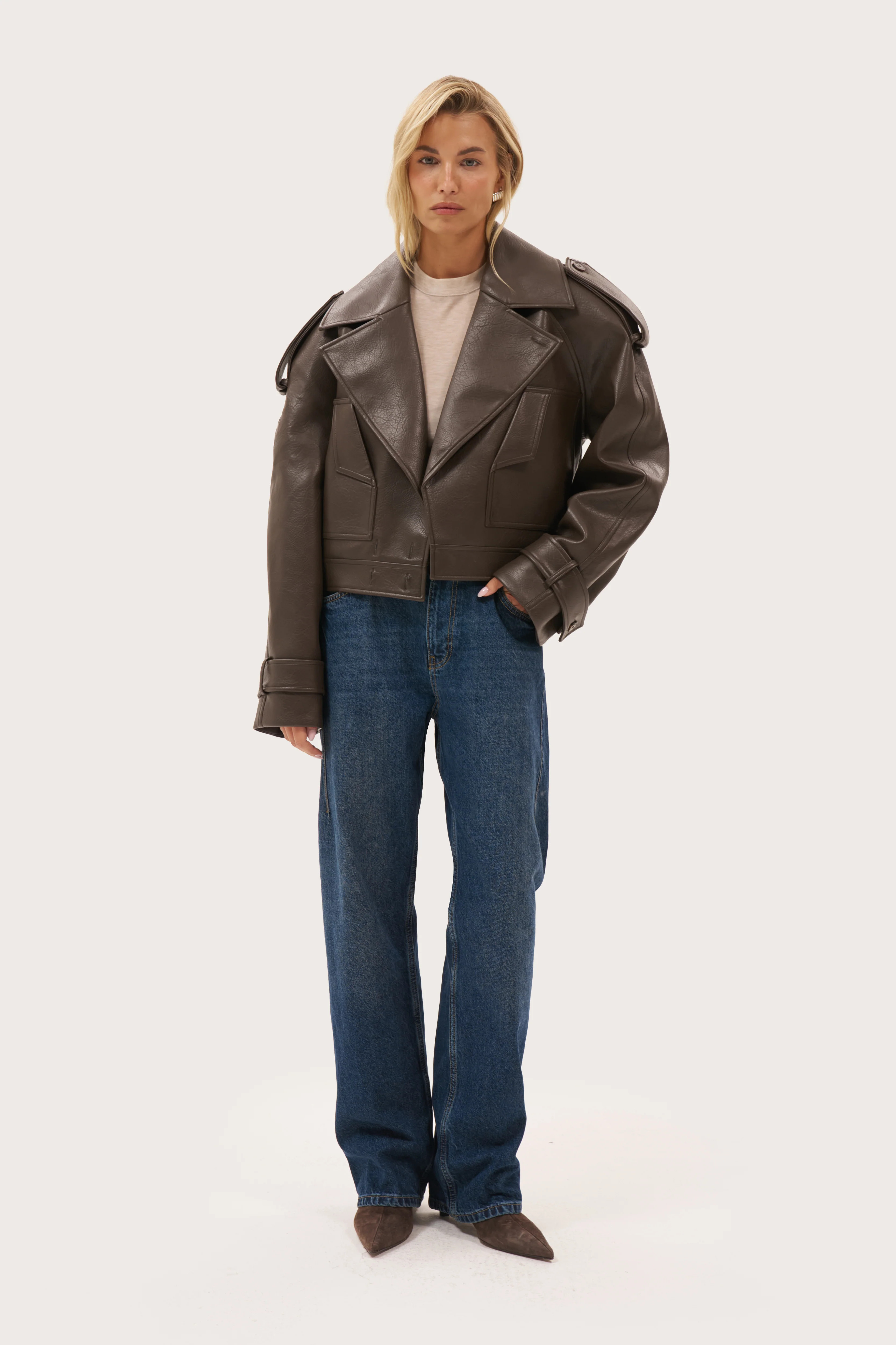 Maebe Dakota Biker Jacket - Brown | Maebe UK