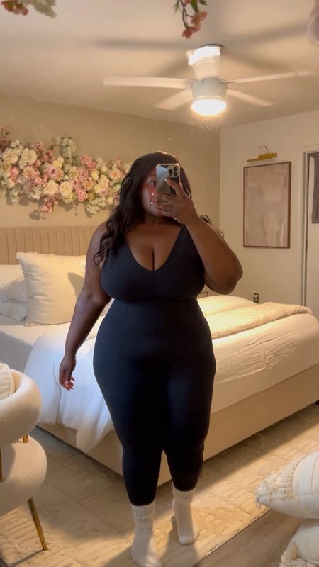 If you’ve been looking for a black atheleisure jumpsuit this one is it! It’s an XL and has compression in the bodice. No cups but I’ve added my own for some extra support since I’m busty. Throw on a cardigan for a hot girl walk. 

#fpmovement #blackjumpsuit #blackonesie #plussizejumpsuit #plussizefashion #freepeoplejumpsuit

#LTKplussize #LTKfindsunder100