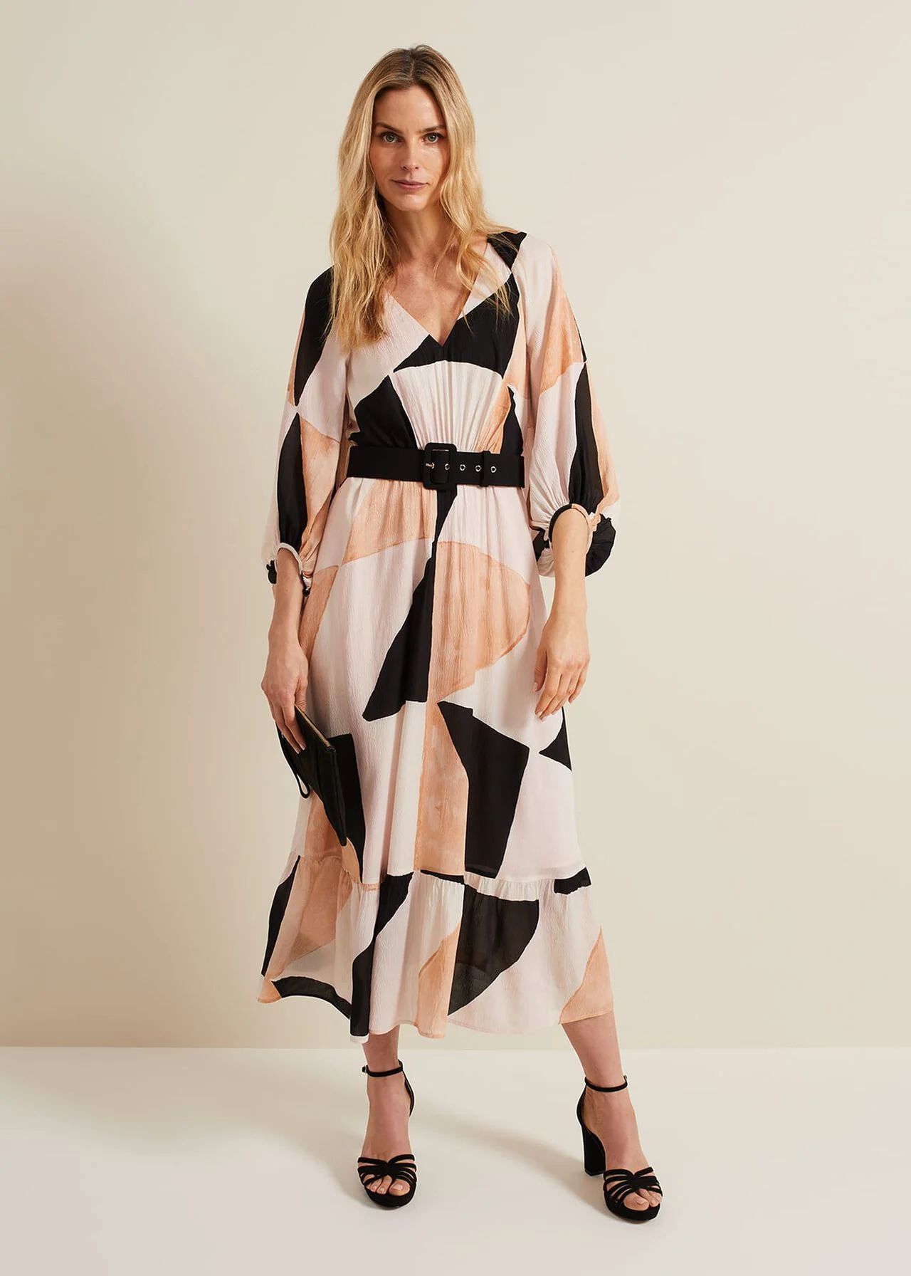 Sophia Colourblock Belted Midi Dress | Phase Eight (UK)