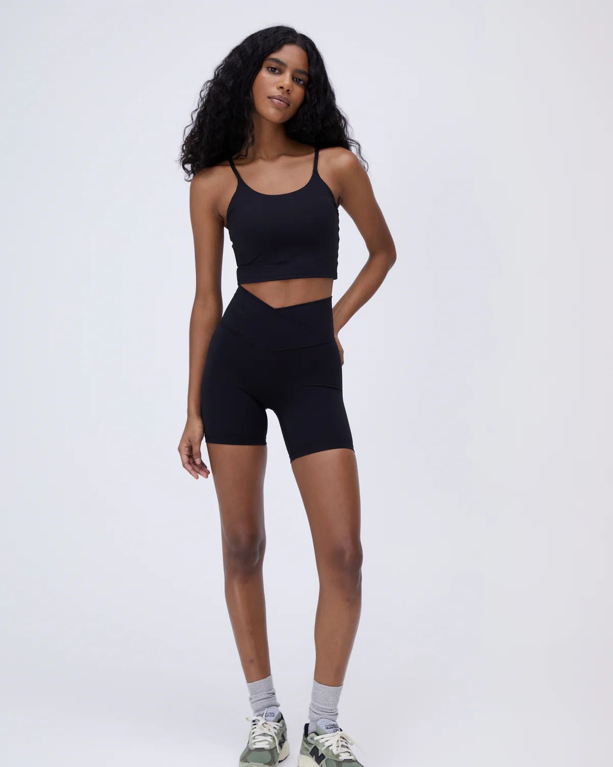 Ultimate Wrap Over Crop Shorts - Black | Adanola UK