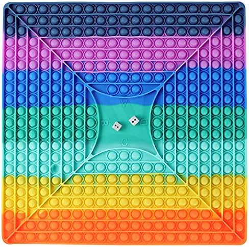 Vkasd Big Size 2-4 Players Fidget Toy Pop Chess Board Game with 2 Dices, Pop Rainbow Fidget Poppe... | Amazon (US)