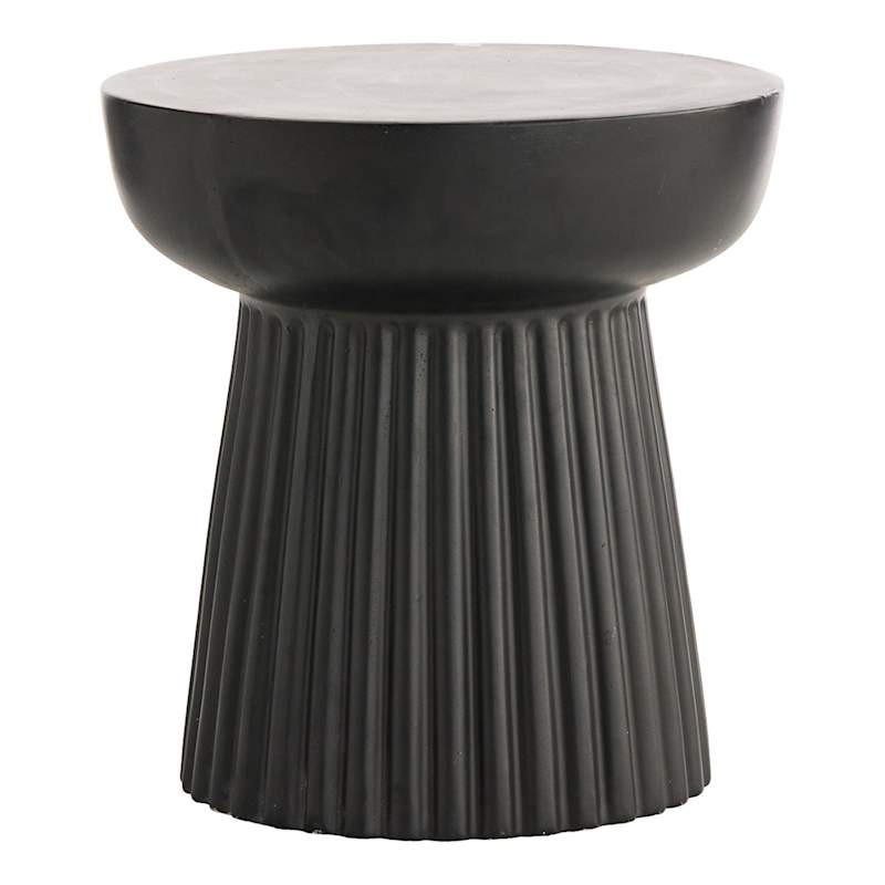 Fluted Pedestal Patio Side Table, Black | At Home
