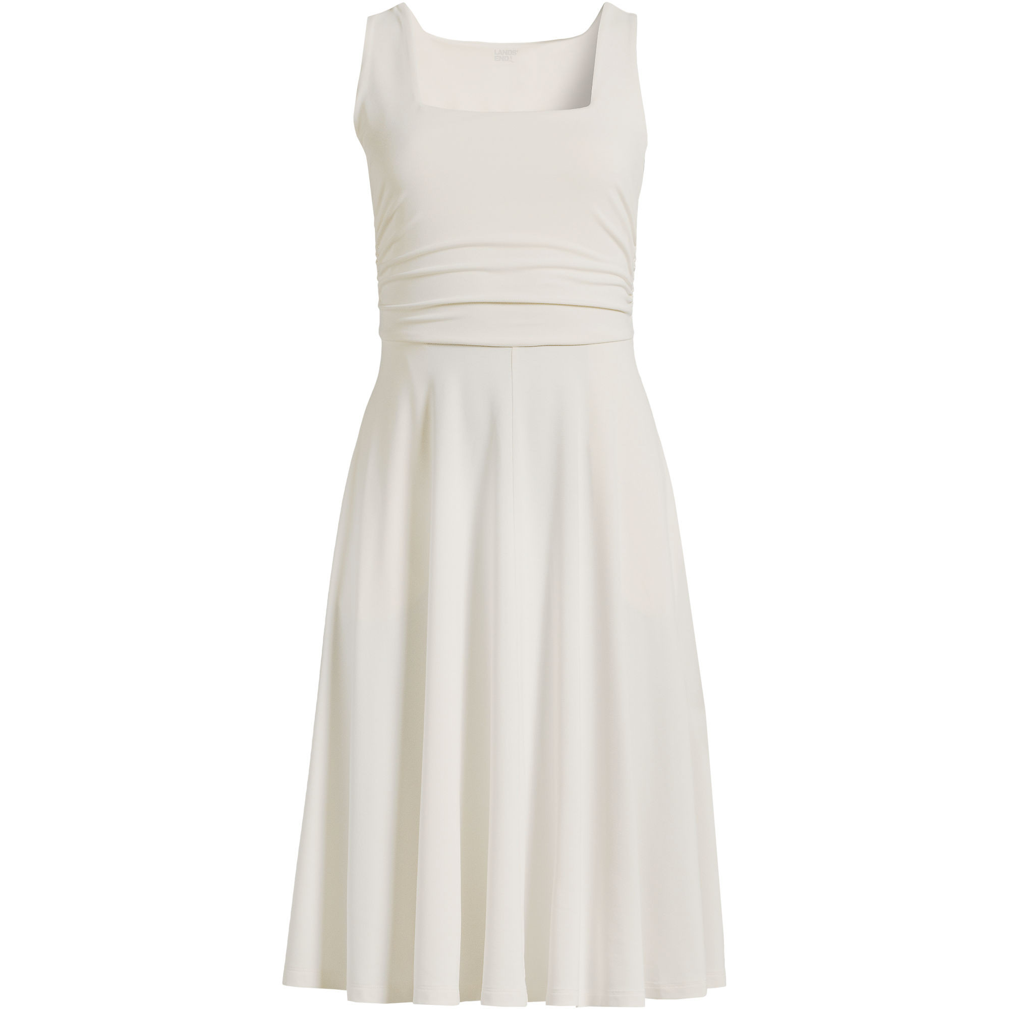 Women's Cupro Fit and Flare Sleeveless Dress | Lands' End (US)