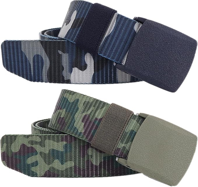 Belts for men, Camouflage tactical work nylon webbing belt with plastic buckle plus size up to 18... | Amazon (US)