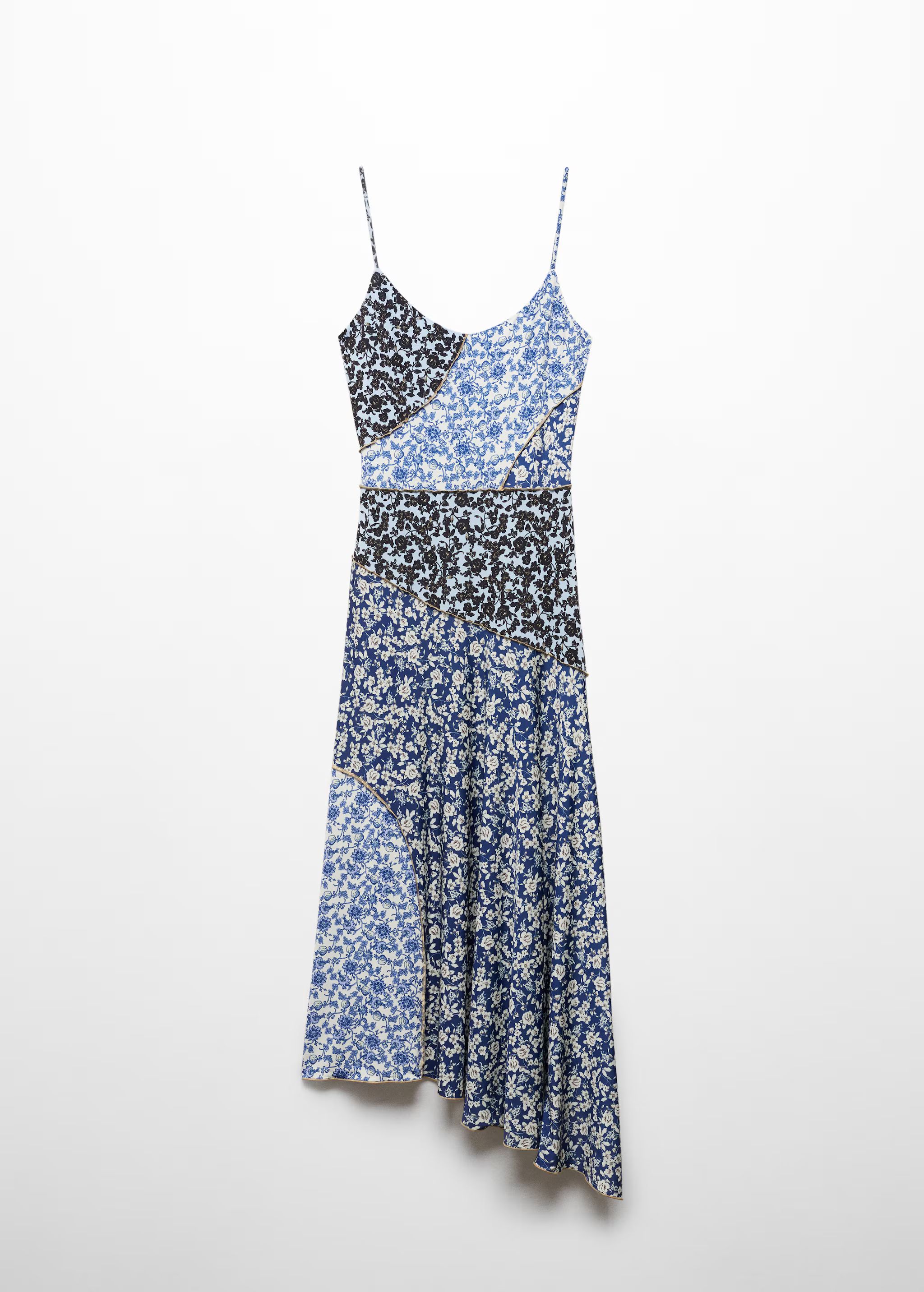 Printed dress with contrast stitching | MANGO (US)