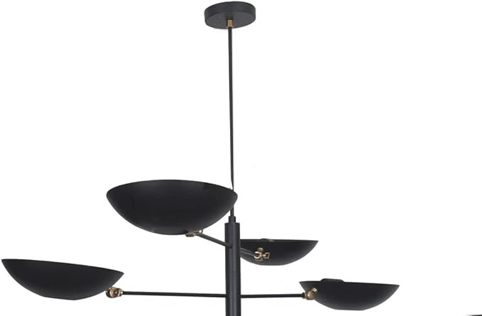 NauticalMart Modern 4 Light Pendant Mid Century Raw Brass Sputnik Chandelier Light Fixture (Black... | Amazon (US)