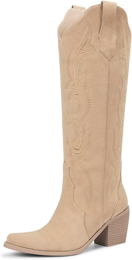 wetkiss Cowboy Boots for Women Knee High Cowgirl Boots, Womens Embroidered Slip on Western Boot w... | Amazon (US)