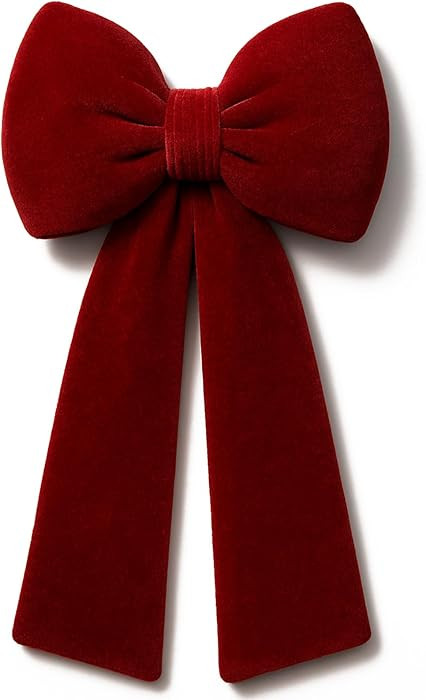 Gejoy Christmas Velvet Red Bow Christmas Tree Topper Bow Decorations 17.7''x9.8'' Red Xmas Decora... | Amazon (US)