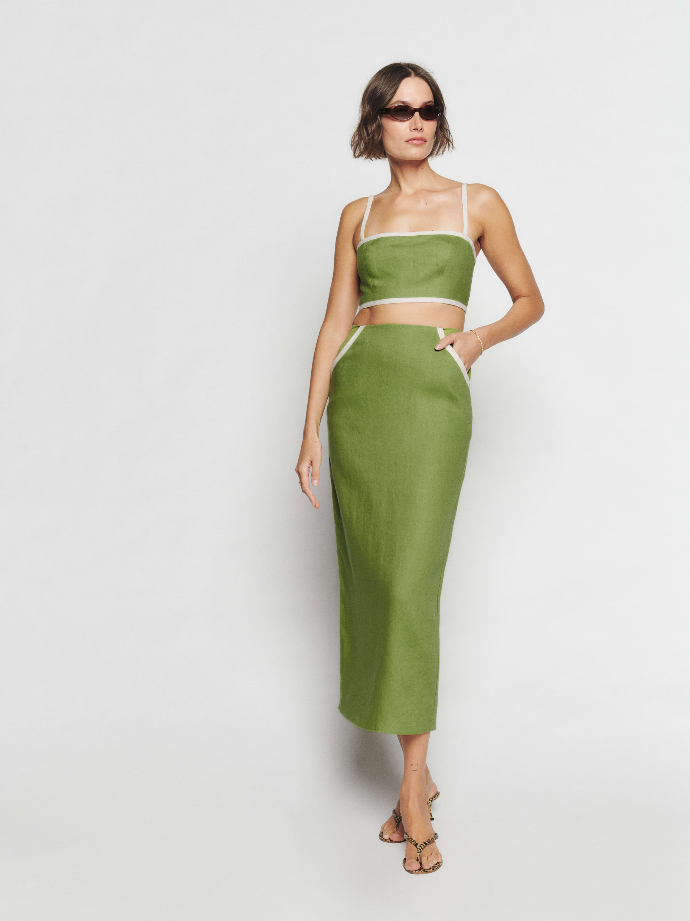 Elena Linen Two Piece | Reformation (Global)