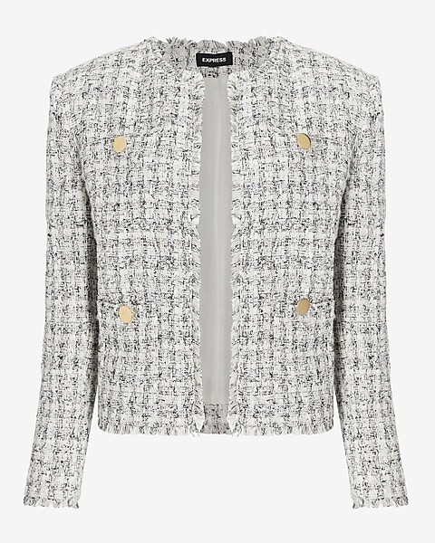 Padded Shoulder Tweed Blazer | Express