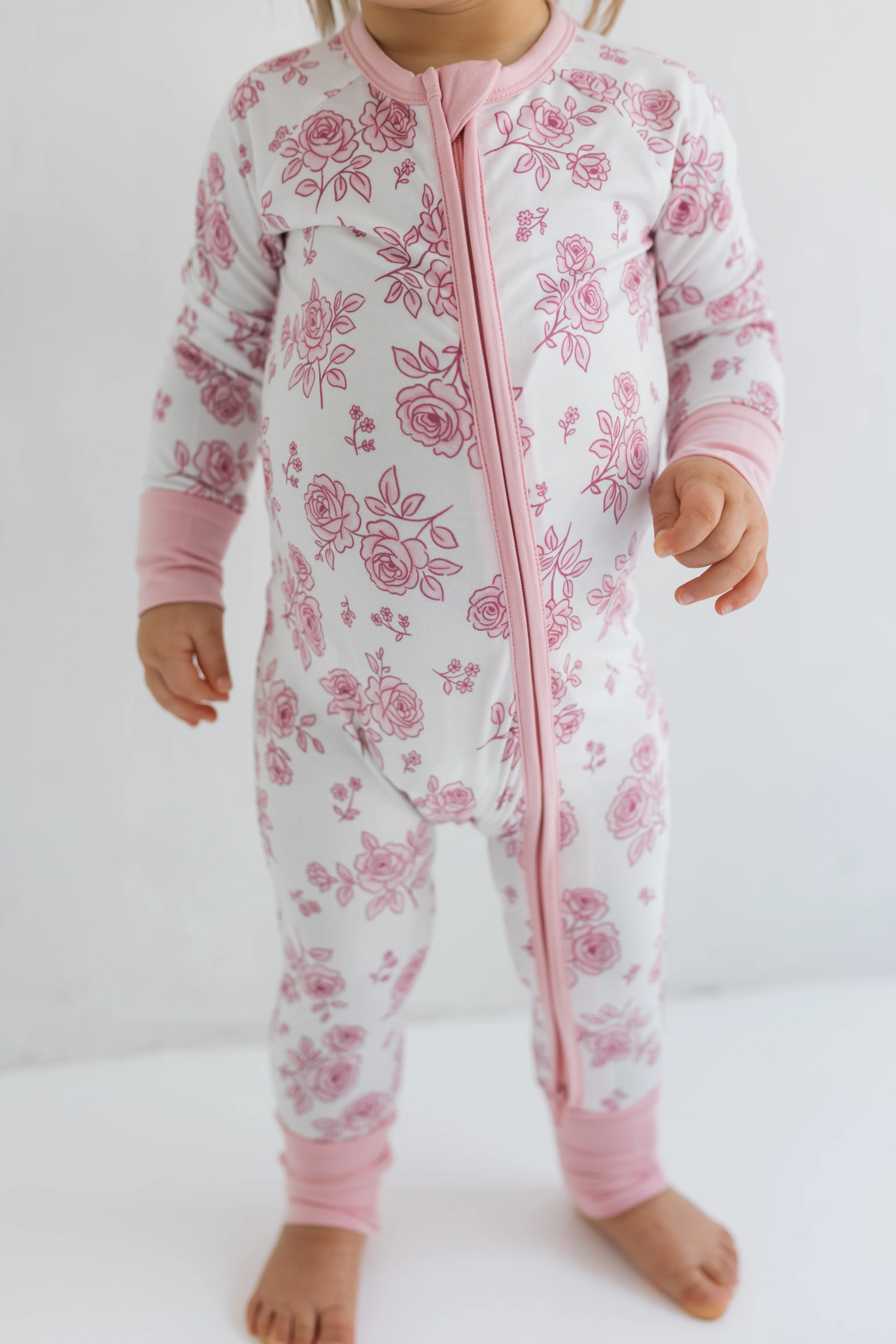 Blush Rose Garden Zipper Romper | In My Jammers