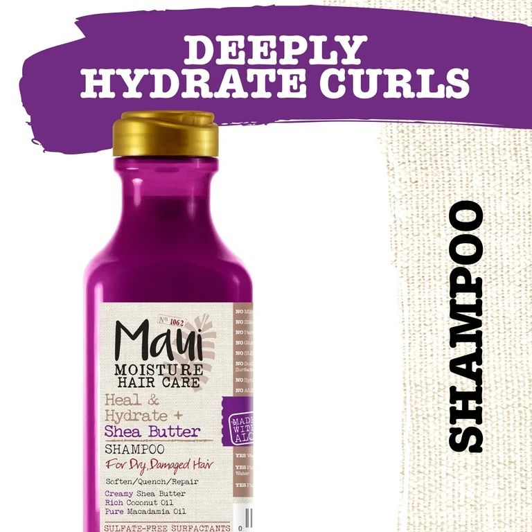 Maui Moisture Heal & Hydrate + Shea Butter Shampoo to Deeply Moisturize Tight Curly Hair, 13 fl o... | Walmart (US)