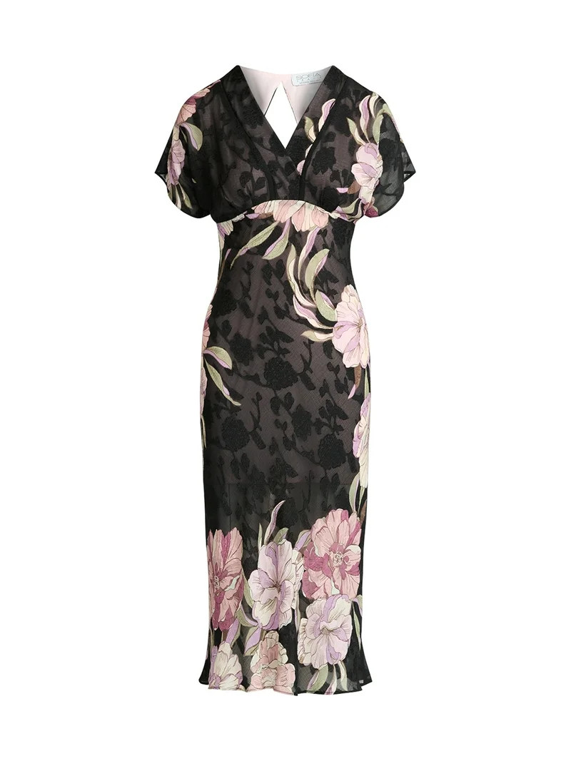 Sofia by Sofia Vergara Women's and Women's Plus  Bias Cut Midi Dress with Short Sleeves, Mid Calf... | Walmart (US)