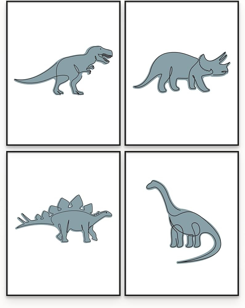Dinosaur Line Art Prints | Dinosaur Decor For Boys Room | Dinosaur Bedroom Decor | Toddler Room D... | Amazon (US)