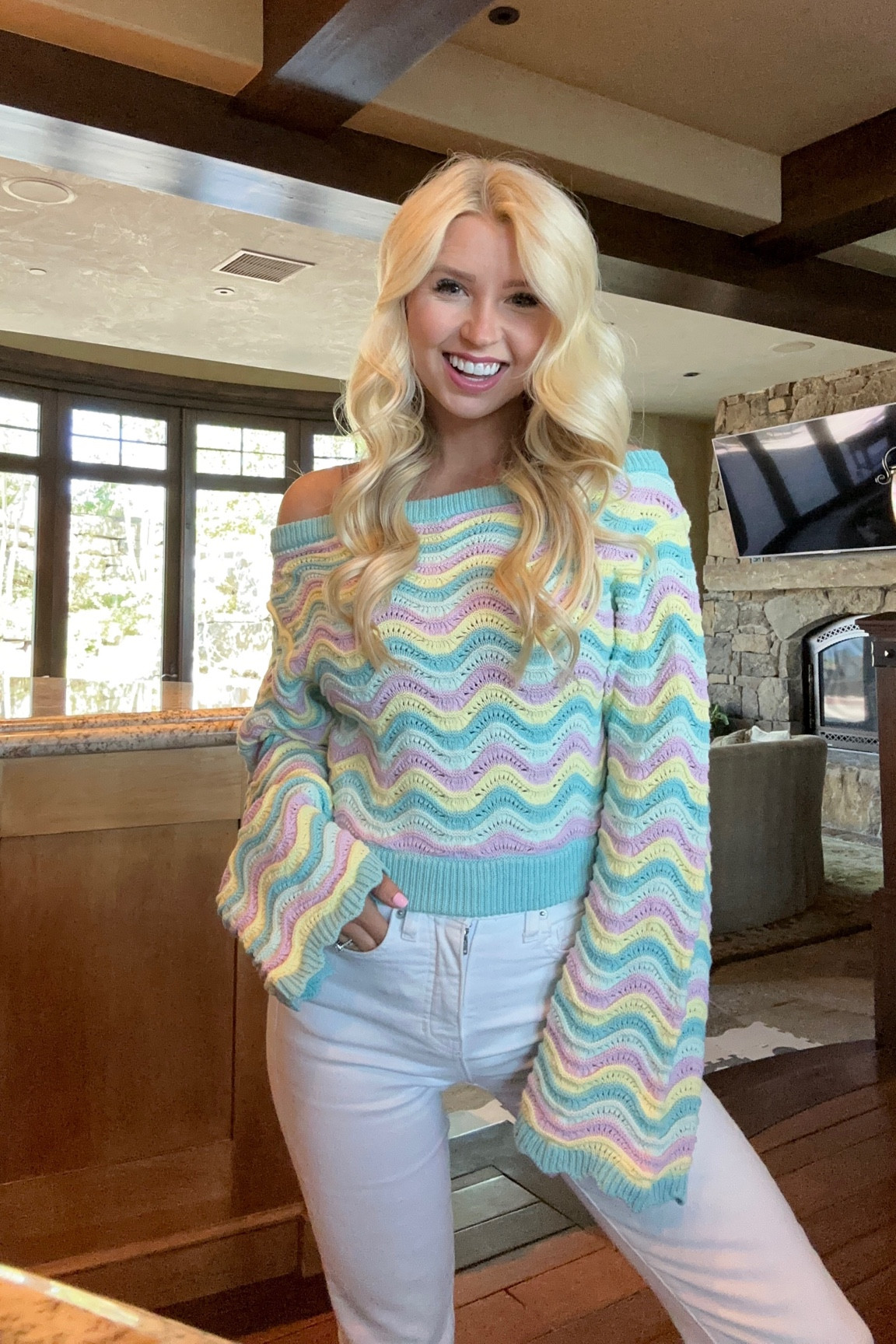 Pastel shop striped sweater