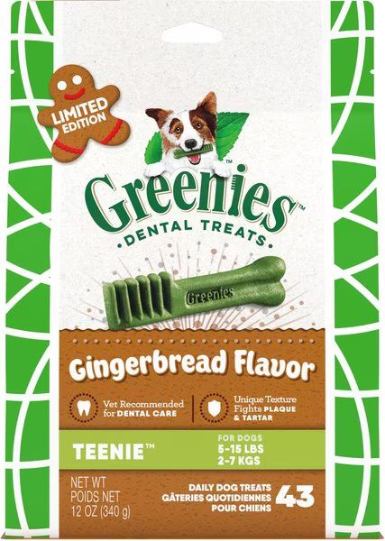 GREENIES Gingerbread Flavor Teenie Dental Dog Treats, 43 count - Chewy.com | Chewy.com