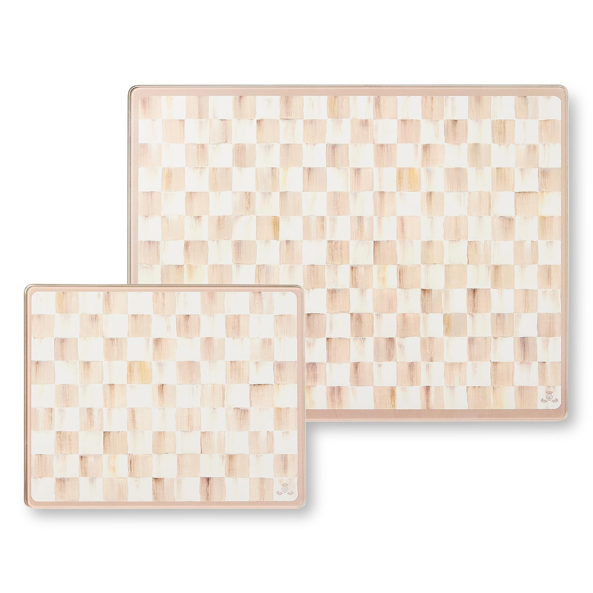 MACKENZIE-CHILDS Set of 2 Tempered Glass Cutting Boards, Countertop Cutting Boards, Brown-and-White Mocha Check | Amazon (US)