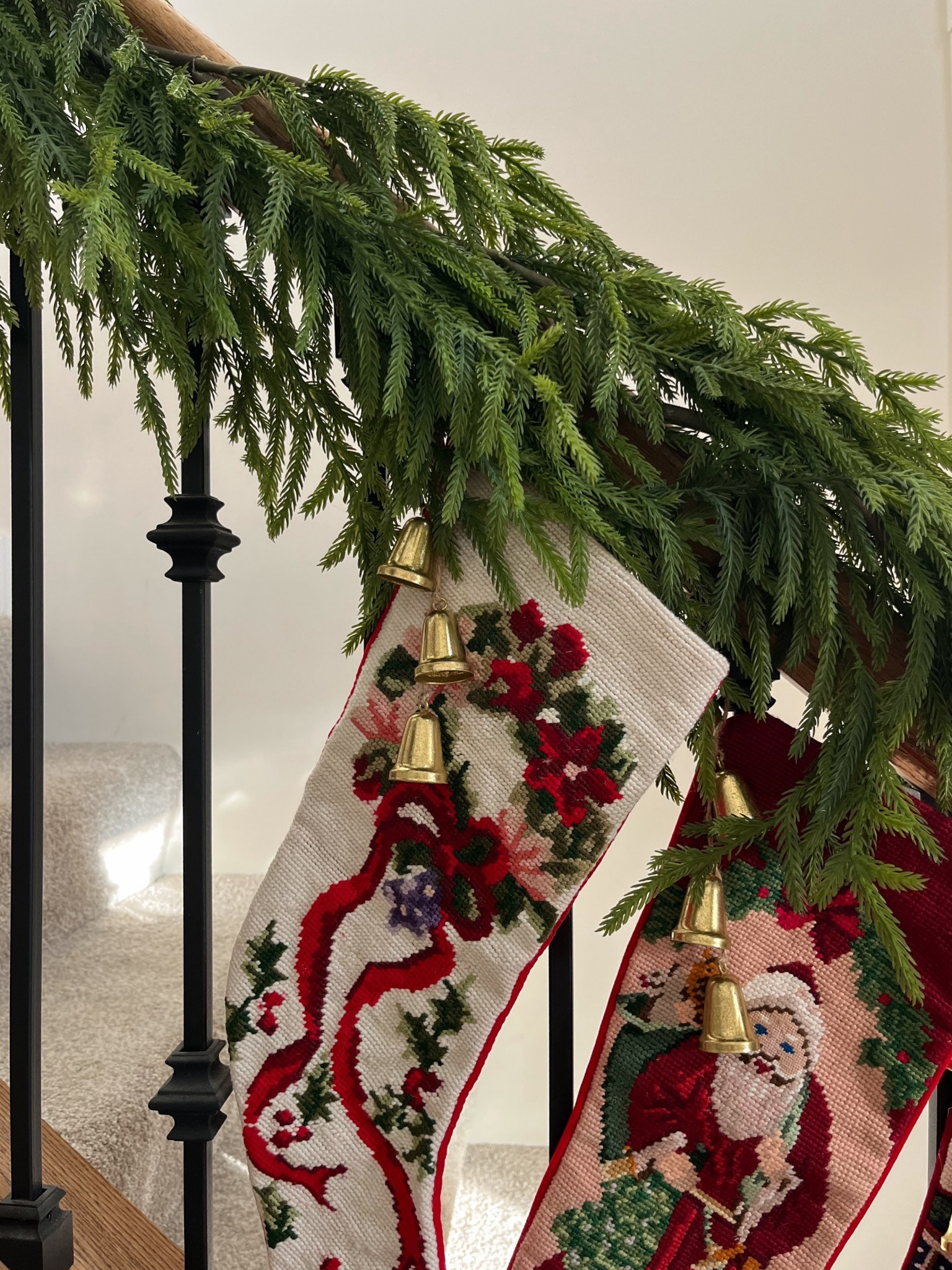 #ad #lowespartner @loweshomeimprovement realistic winter greenery garland from Lowe’s - This is two of the Holiday Living Indoor/Outdoor (non powered) Artificial Garlands, layered for a fuller look!

#LTKSeasonal #LTKHoliday #LTKHome