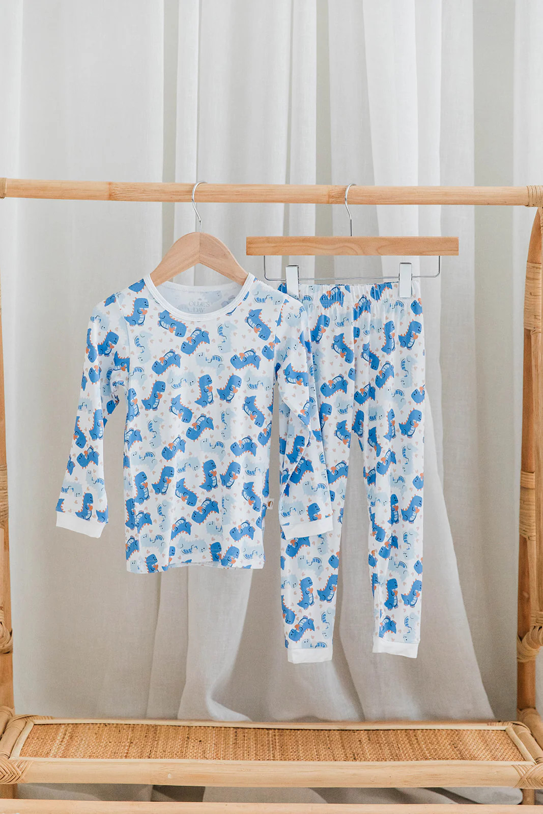 Blue & White Dinosaur Two-Piece Toddler Loungewear Set | Cozy Everyday Comfort | Ollie's Day