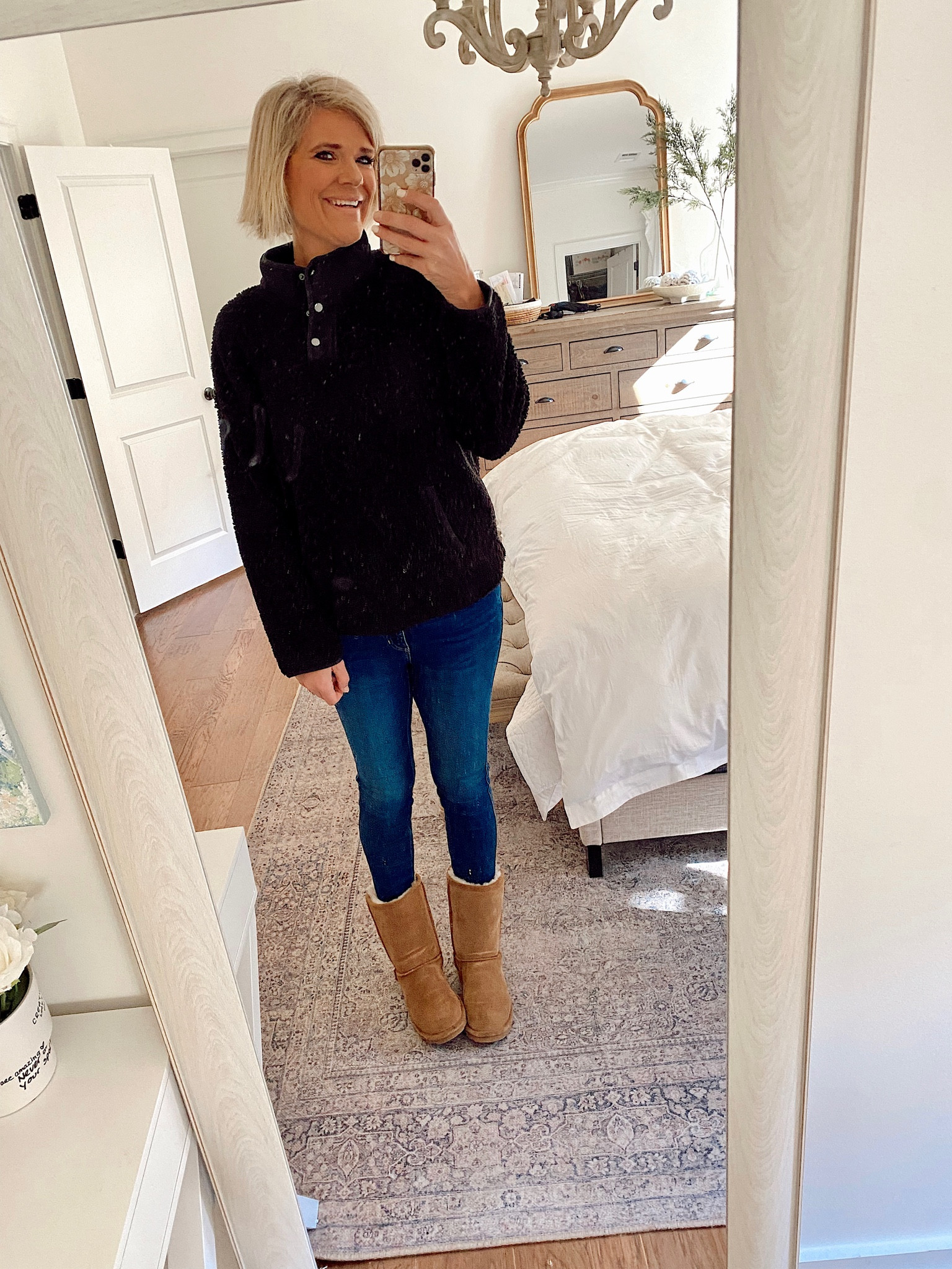 Walmart fashion // Winter outfit // Holiday outfit // Cold weather outfit // Fleece jacket // Jeans // Boots // Walmart must haves

#LTKstyletip #LTKHoliday #LTKSeasonal