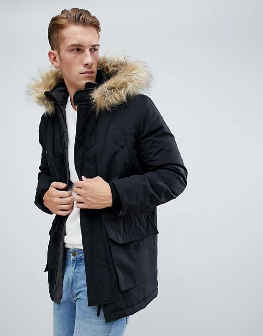 New Look traditional parka jacket in black | ASOS US