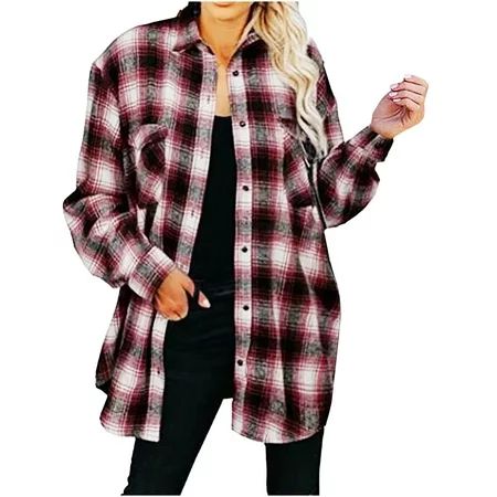 Shacket Jacket Women Plaid Coats Fall Sweaters Fashion 2022 Dressy Casual Womens Blouses And Tops Dr | Walmart (US)