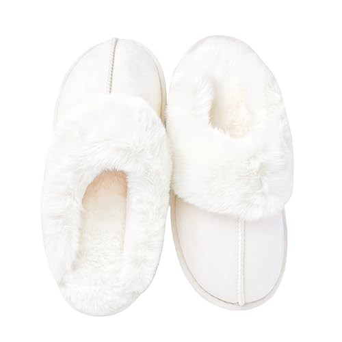 DCLTD Women's Fluffy Slippers Warm Cozy Slide Fuzzy Slides Comfy Plush Slip on House Shoes Anti-Slip Soft Sole Slippers for Women | Amazon (US)