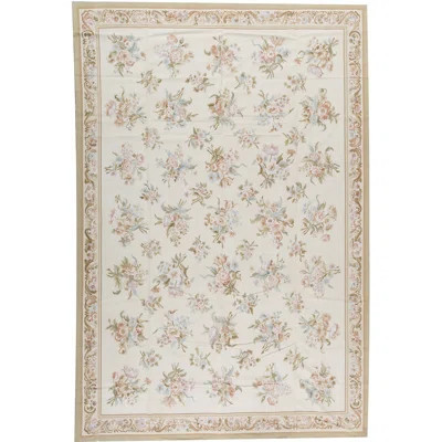 Hand-Knotted High-Quality Ivory and Ivory Area Rug | Perigold