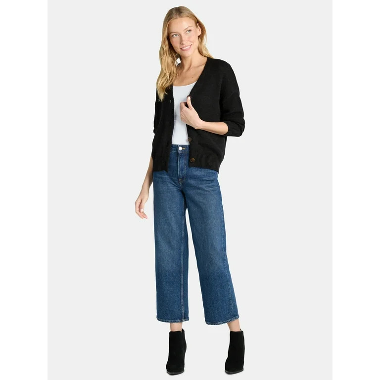 Time and Tru Women’s Cotton Boyfriend Cardigan Sweater, Lightweight, Sizes XS-XXXL | Walmart (US)