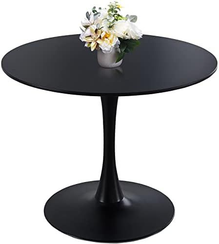 Amazon.com - 42 inch Black Round Tulip Dining Table, Mid Century Modern Circle Pedestal Base Tabl... | Amazon (US)