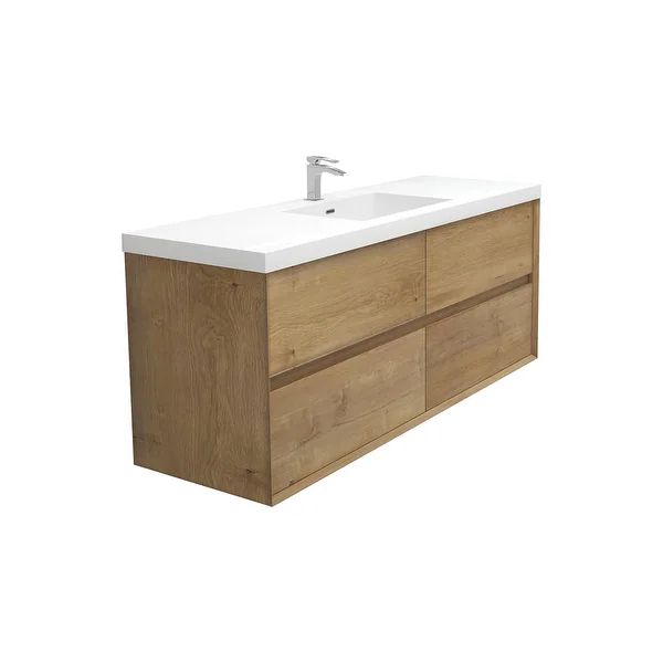 Selina 60" Wall Mounted Vanity with Single Sink - On Sale - Overstock - 36058351 | Bed Bath & Beyond
