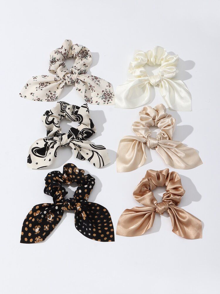 6pcs Heart Print Hair Tie | SHEIN